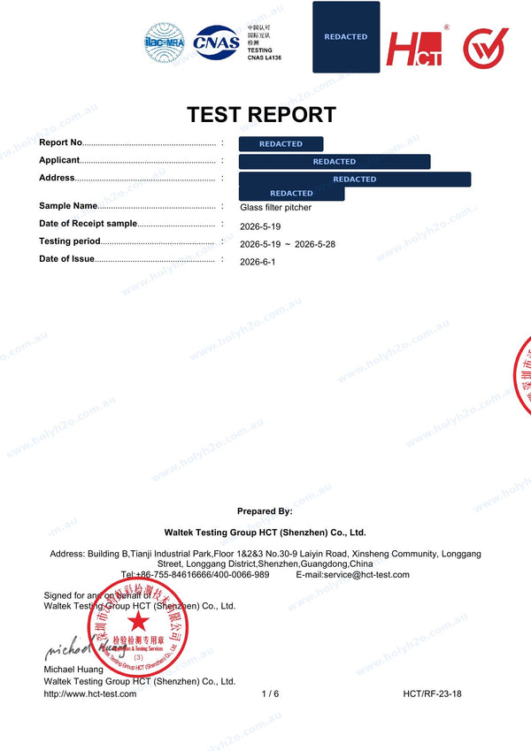 Food-contact safety report, first page